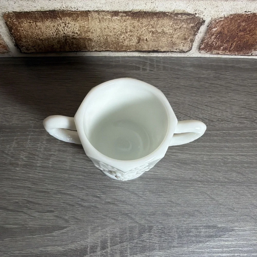 Vtg Westmoreland Milk Glass Paneled Grape Sugar Bowl